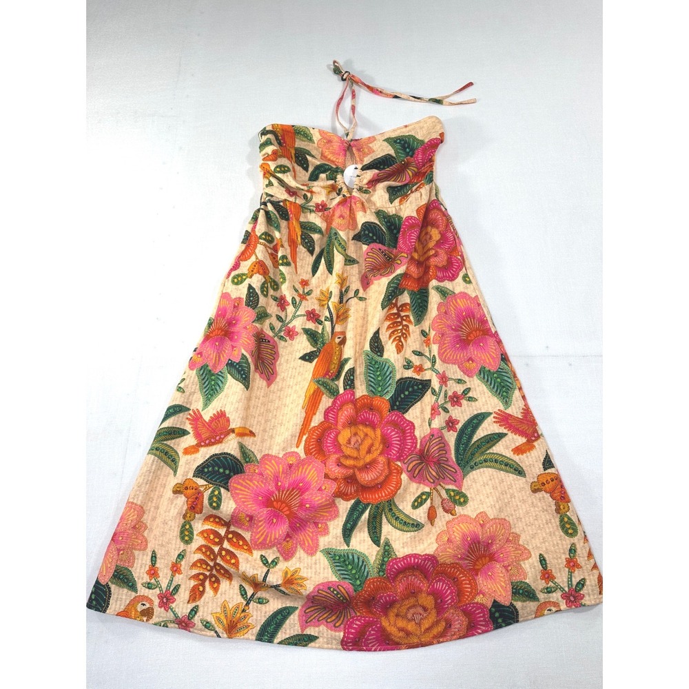 En Creme Floral Midi Dress in Pink, Peach, Green